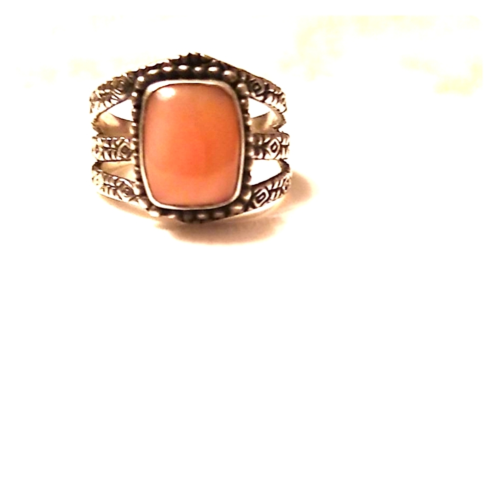 Genuine Peruvian Pink Opal Sterling Silver Ring